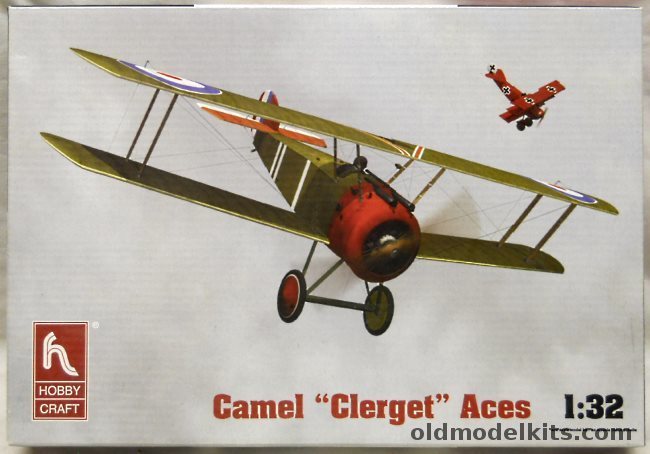 Hobby Craft 1/32 Sopwith Camel Clerget 'Aces' - Capt Roy Brown No 209 Sq April 1918 / Maj W.G. Barker No. 139 Sq 1917-1918 / One Additional Aircraft - (ex-Academy), HC1694 plastic model kit